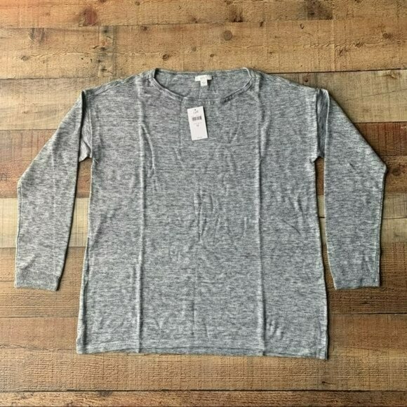 J. Jill women's size medium long sleeve crew neck gray marble knit sweater - Picture 4 of 6